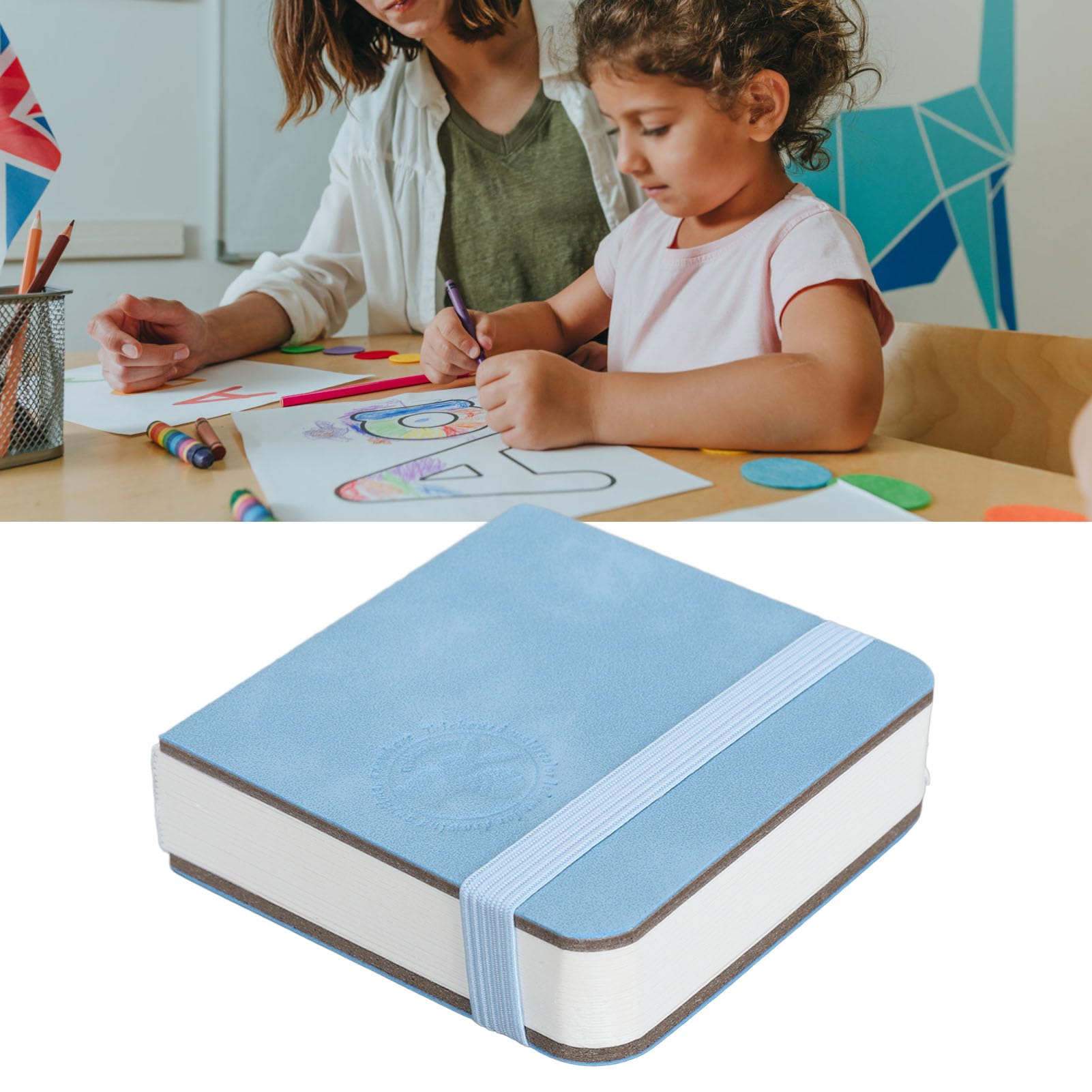 30 Arkuszy Bloki Papieru Akwarelowego, Lekki Notatnik do Rysowania Szkicownik Podróżny Paining Odpowiedni dla Artystów Kaligrafów Początkujący Profesjonaliści 8 X 8 Cm (BLUE)