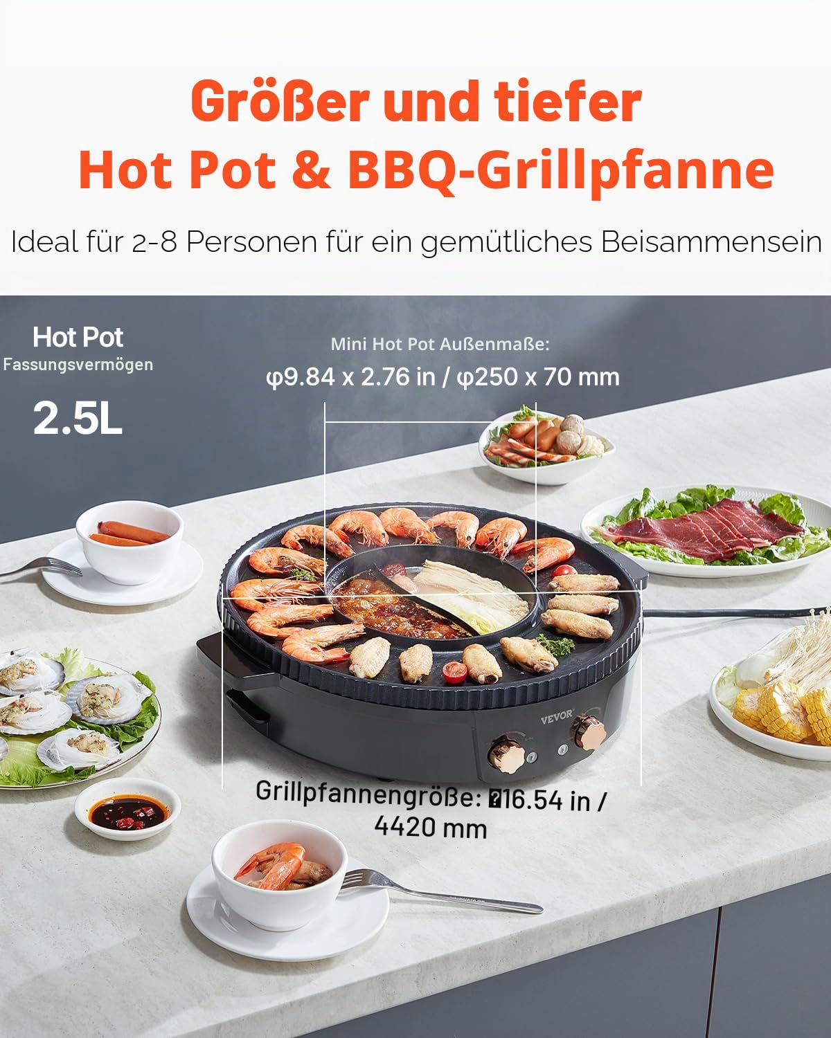 VEVOR YS-KS2212 Multifunktionale BBQ Hot Pot, Kunststoff