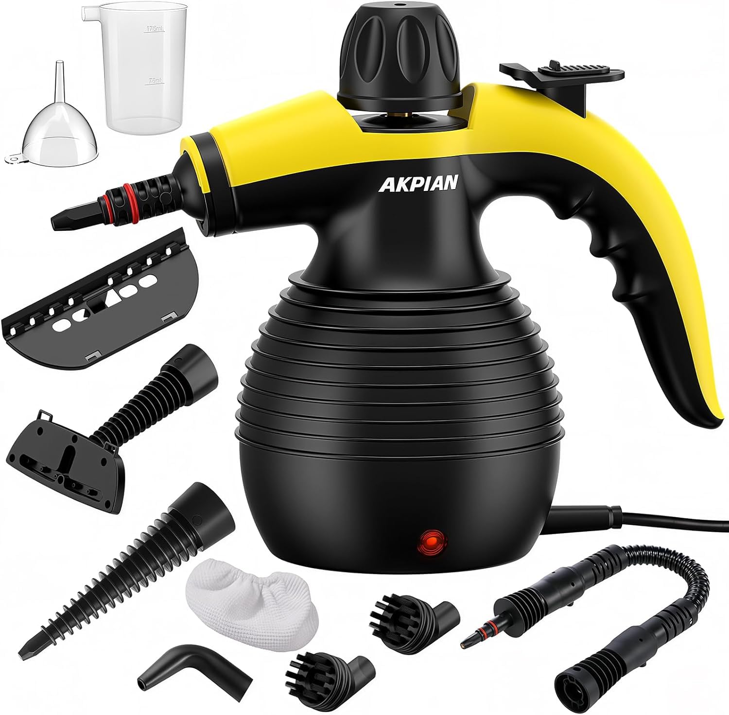 Handheld Steam Cleaner 1050W Rapid-Heating Stainless Steel Boiler Safety Locking Mechanism Includes 10 Cleaning Tools Deep Cleans Kitchens