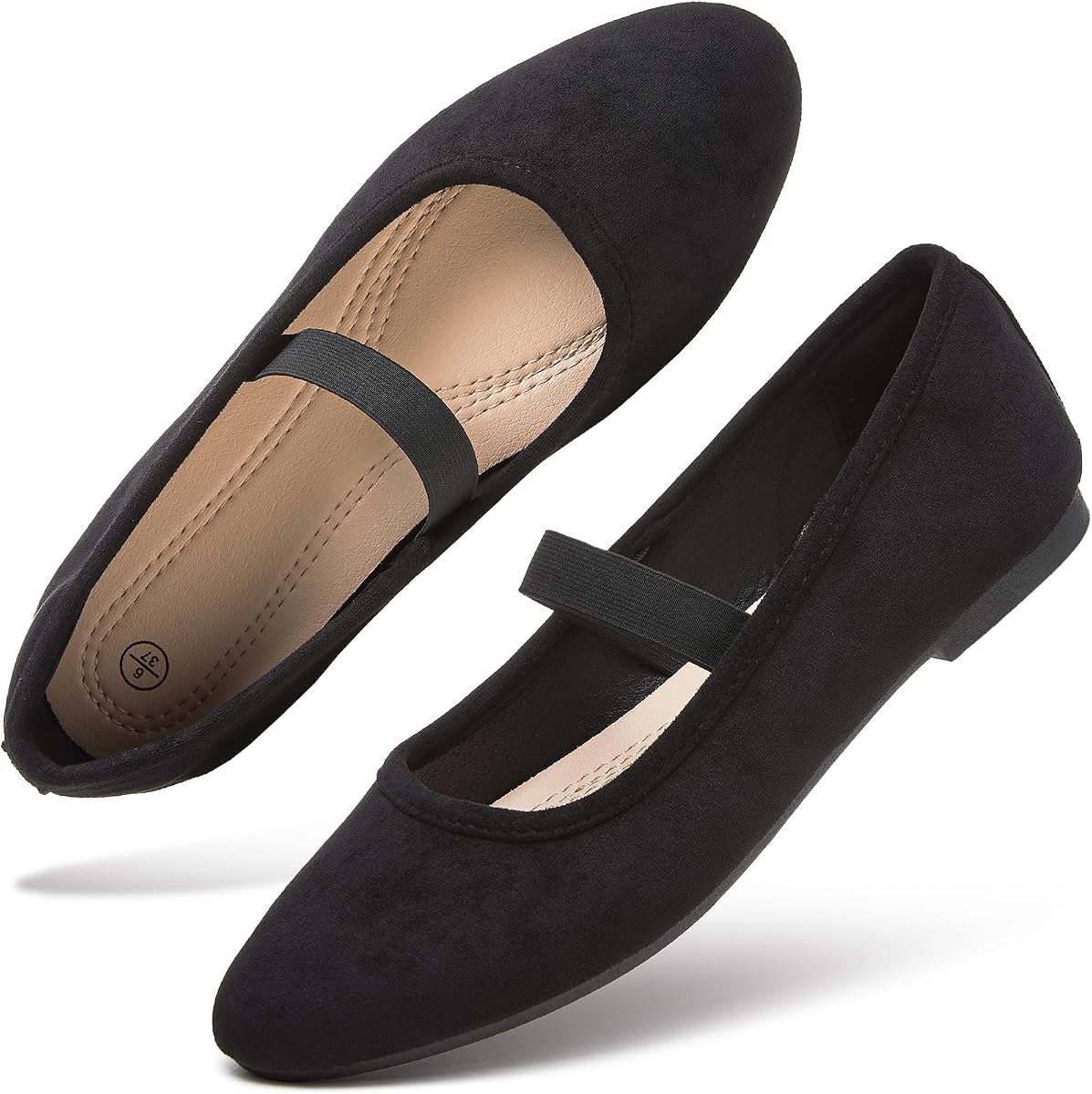 Women's Mary Janes Ballet Flats Suede Dress Shoes