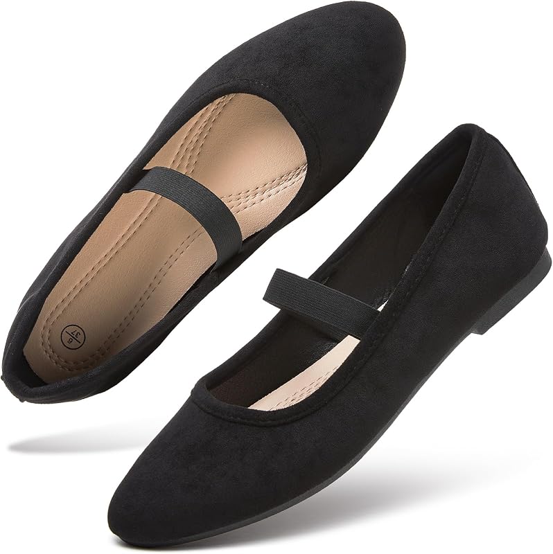 Women's Mary Janes Ballet Flats Suede Dress Shoes