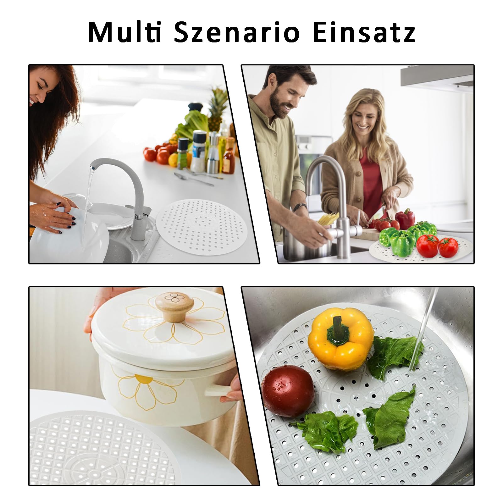 COM-FOUR Lot De 2 Tapis D'Évier Ronds Blancs Ø32 Cm - Protection Antidérapante Et Anti-Rayures Pour Évier Cuisine - Égouttoir Souple Et Facile à Nettoyer