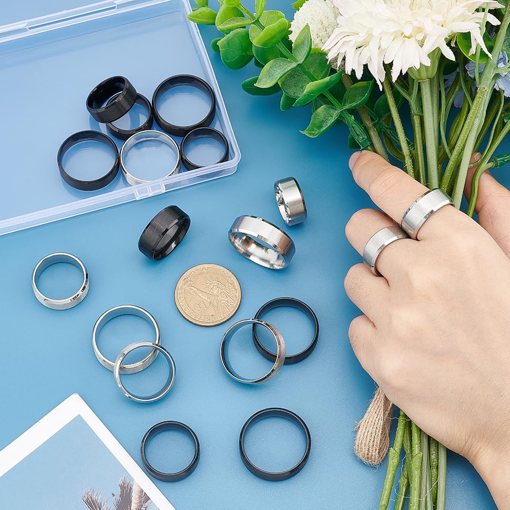 UNICRAFTALE about 18pcs 2 Colors 9 Sizes Stainless Steel Laser Inscription Plain Blank Finger Ring Metal Wedding Ring Classical Plain Ring for Jewelry Making Gift - Image 2