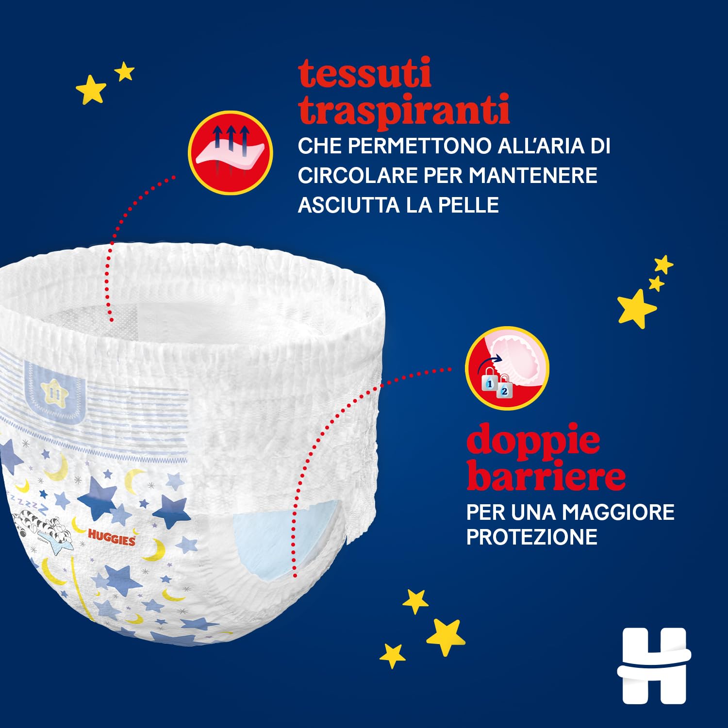 Huggies Overnight Pannolini Notte Taglia 5 (12-17 Kg) Confezione da 24 Mutandine Disney