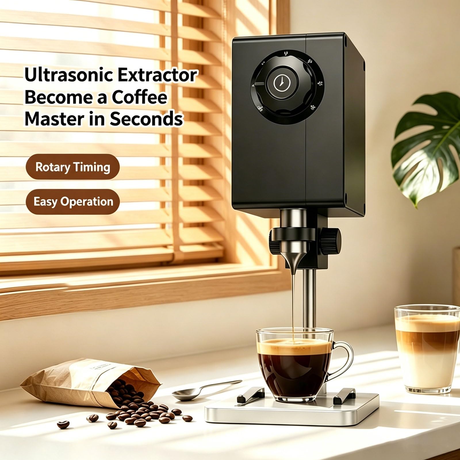 Homogeneizador pequeño, sonda de titanio, temporizador y soporte ajustable, mezclador disruptor de células sonicador para café casero, té, fabricación de leche, mezclador de cocina