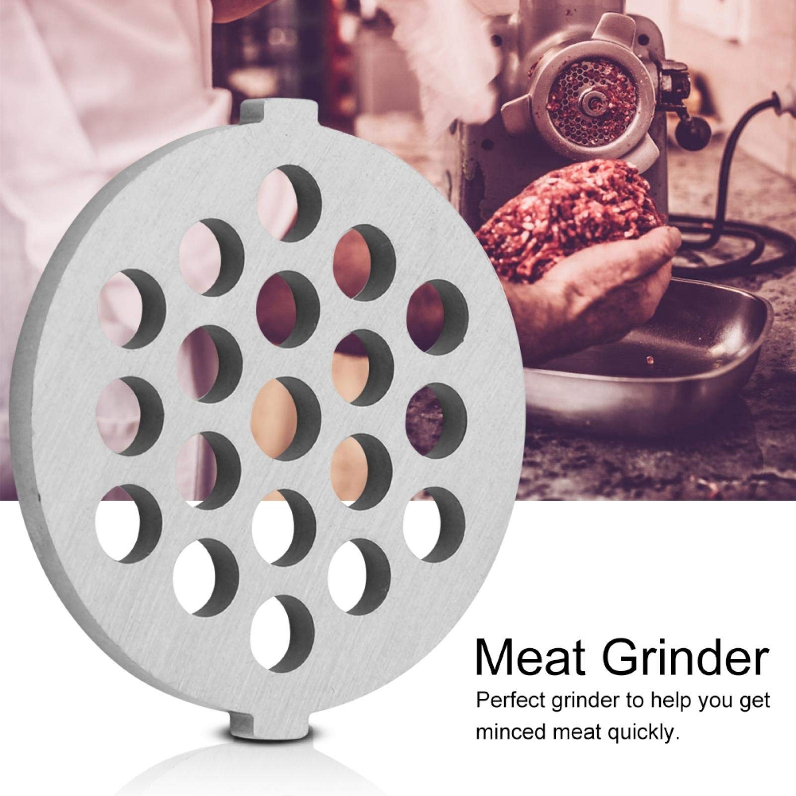 Meat Grinder Plate Disc, Alloy Replacement Plate Disc Blade for Meat Grinder Disc Knife Blades for Stand Mixer Meat Grinder Attachment(7mm holes)