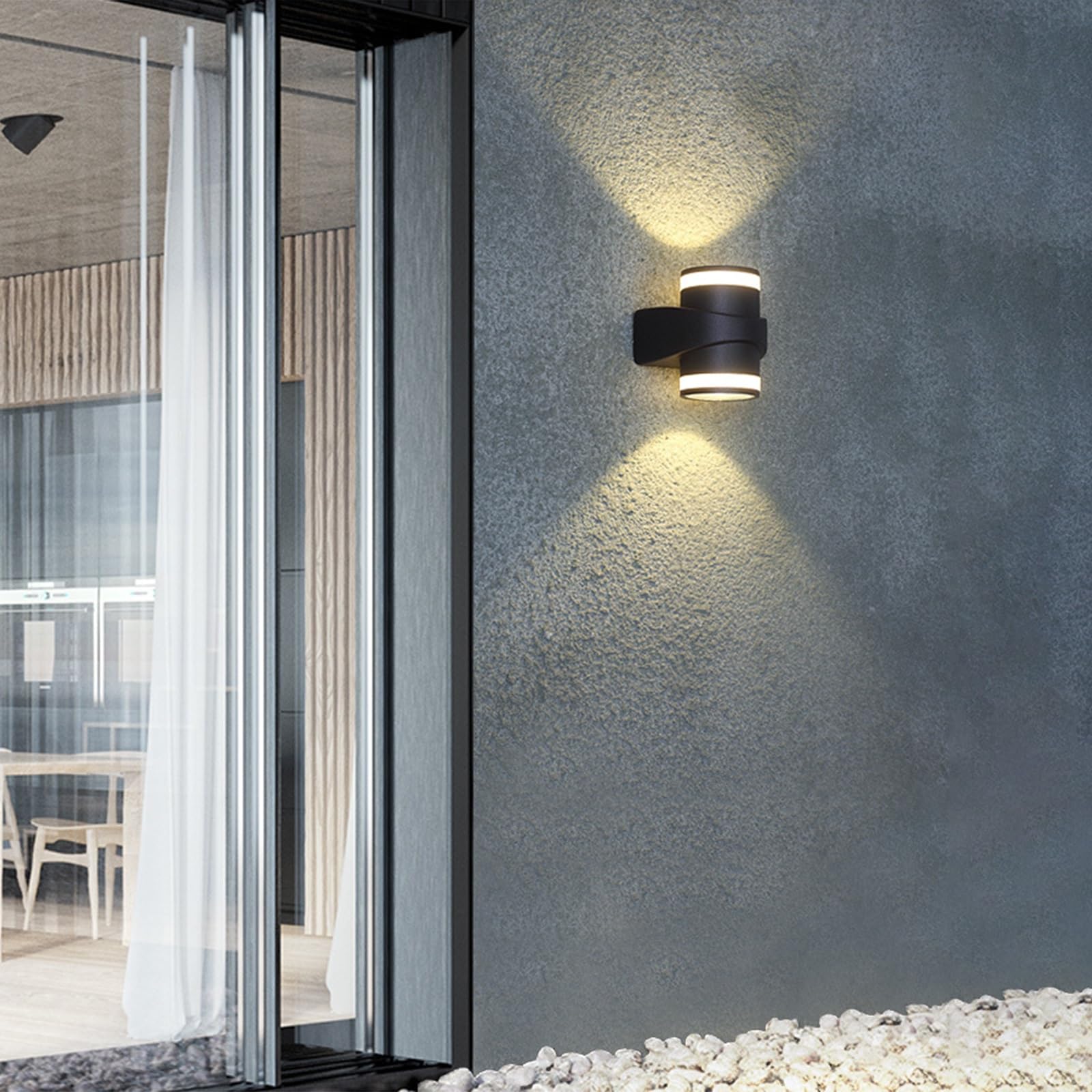 Kinkiety zewnętrzne/wewnętrzne, nowoczesna lampa ścienna LED z aluminium, 10 W, 3000 K, ciepła biel, IP65, wodoodporna, oświetlenie ścienne w górę i w dół, do patio, werandy, ogrodzenia