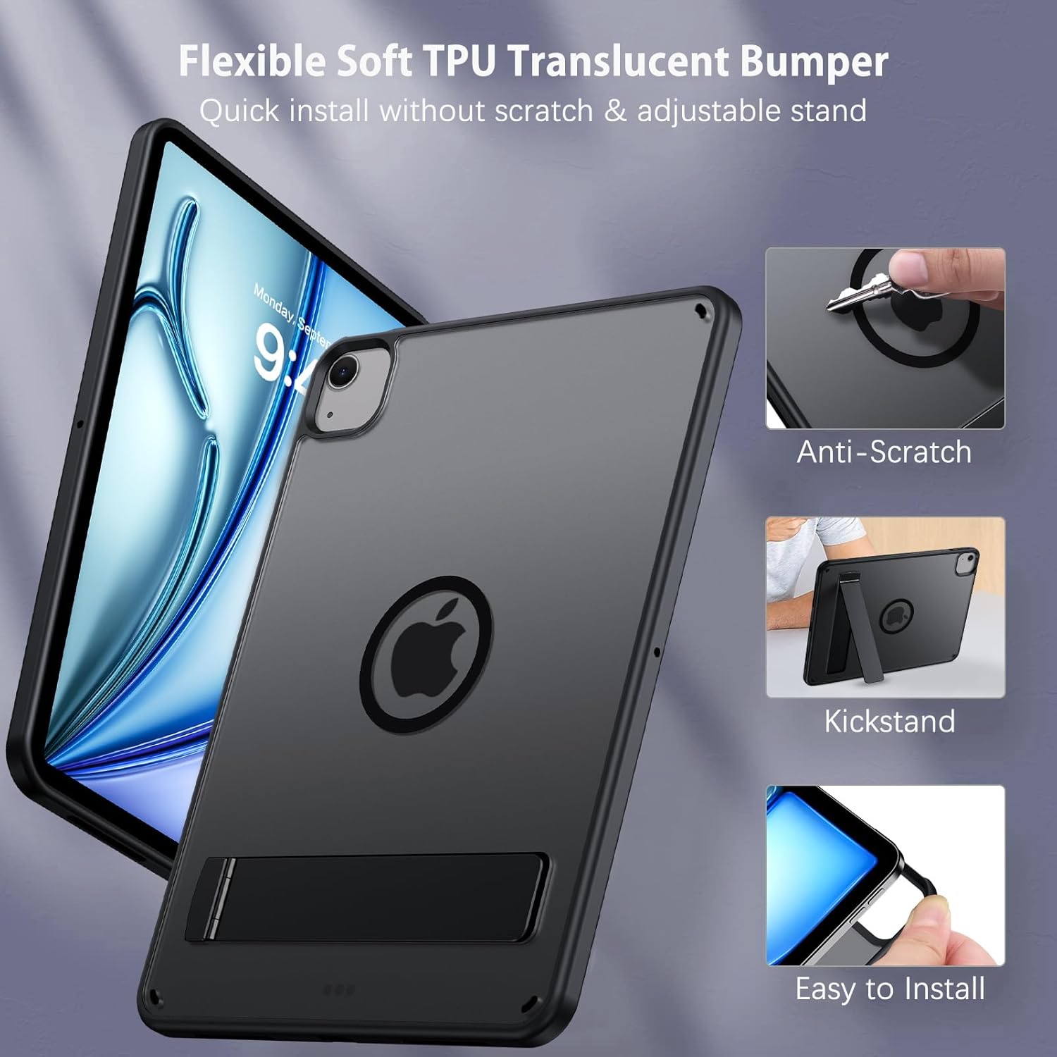 GUAGUA Magnetic for iPad Air 11 Inch Case M3/M2 (2025/2024), iPad Air 5th & 4th Gen 10.9 Inch(2022/2020) Cases with Stand & Pencil Holder Kickstand Case for iPad Pro 11 Inch 2022/2021/2020/2018, Black