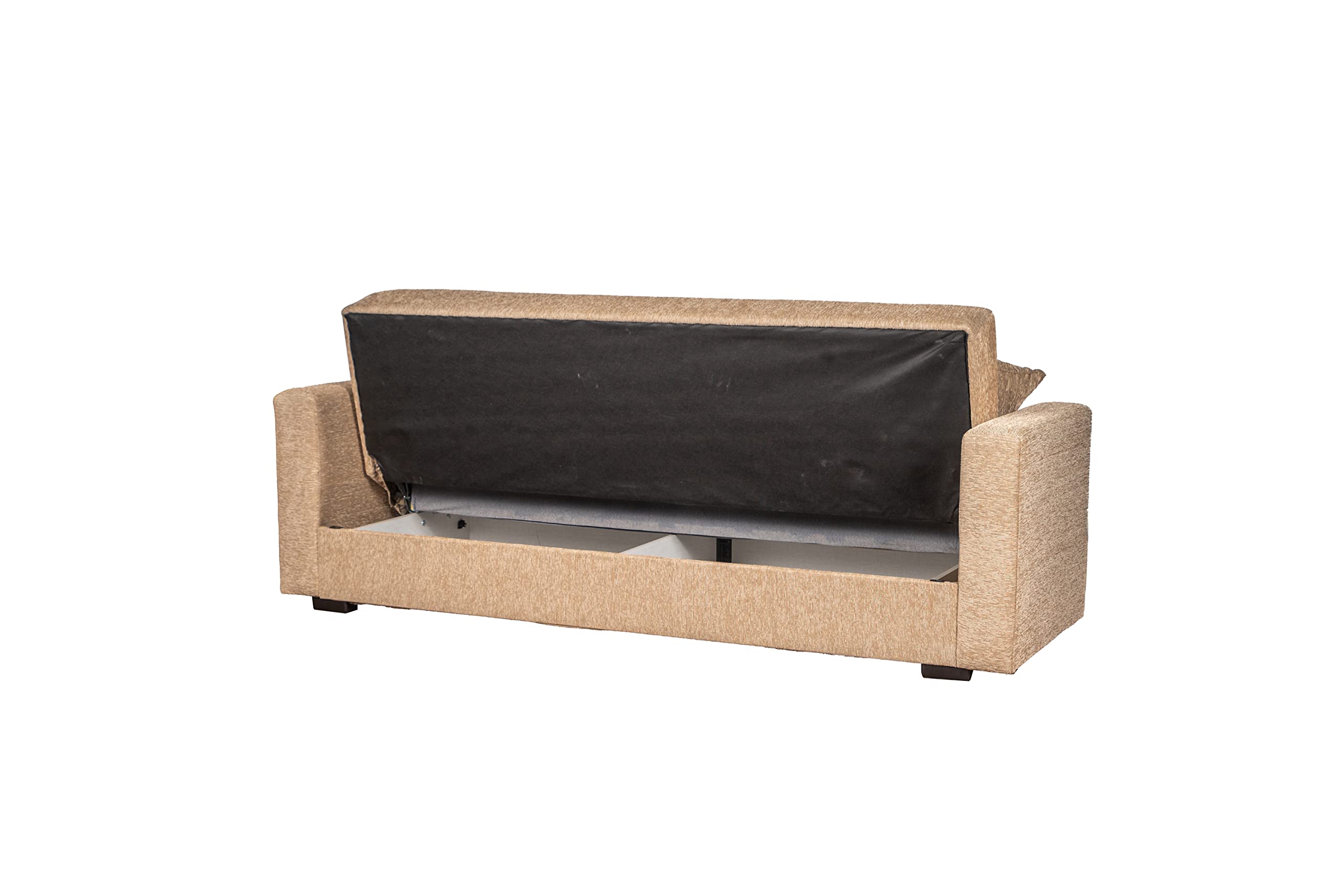 Arredo Stock Divano letto 3 posti tessuto beige, 212x83x73 cm