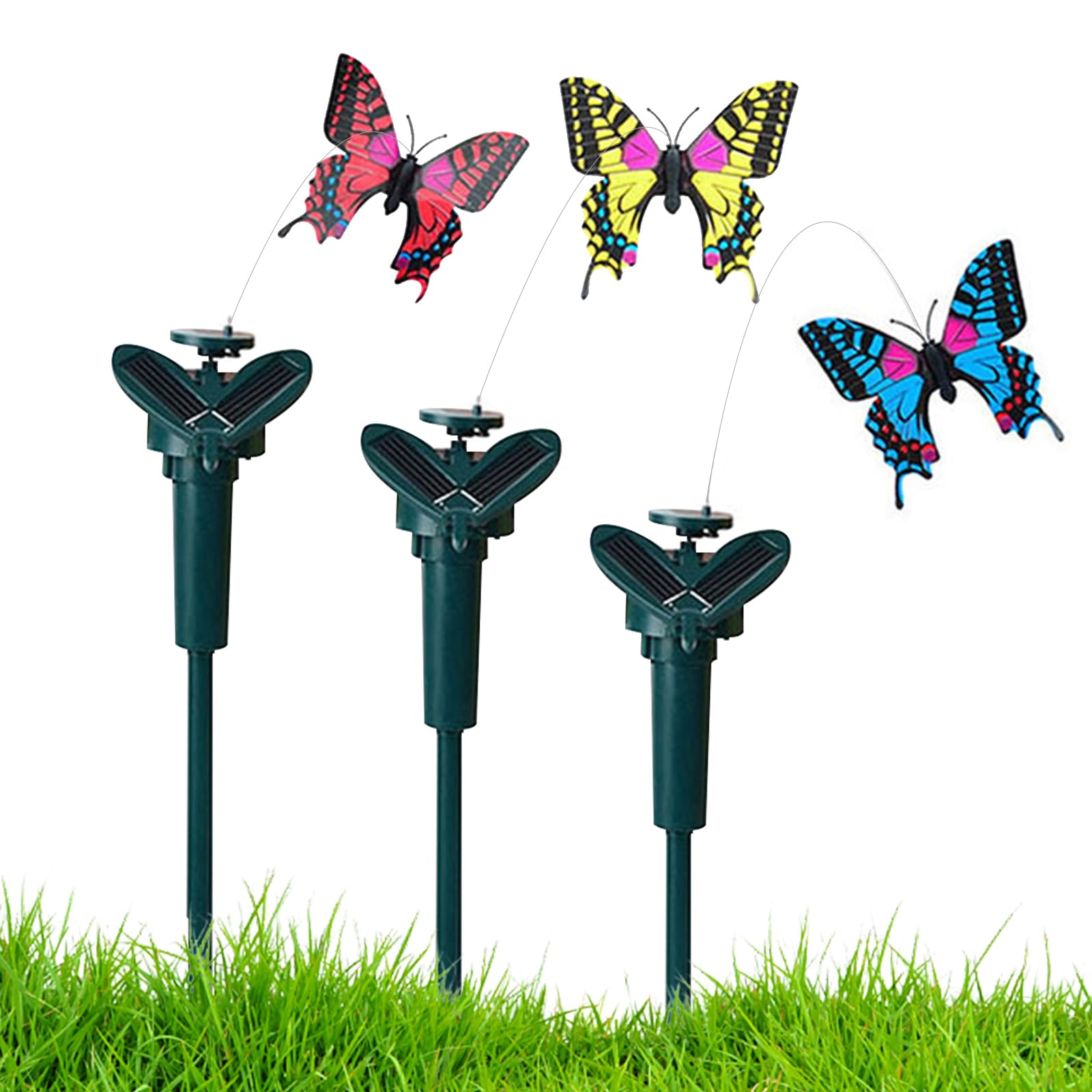 NASSMOSSE Fluttering Solar Butterfly 3Pcs Solar Garden Butterfly Decor Flying Butterflies Garden Ornaments for Yard and Walkways, Random Color