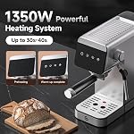 AMZCHEF Espresso Machine avec LED Toucher l'écran, 20 Cafés-bars & Machine à Café avec lait Frother, 45s Semi-auto à chaleur rapide pour la maison, Latte compacte & Créateur de cappuccino
