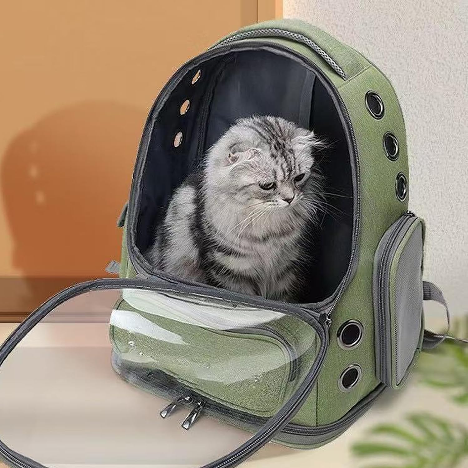 Clear Kitten Backpacks with Ergonomic Shoulder Strap Light Weight Breathable Pet Carrying for Outdoor Travel Ventilated Kitten