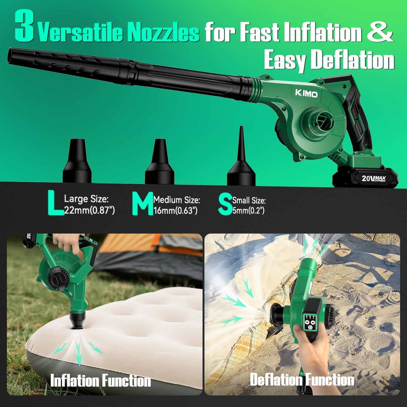 K I M O. Leaf Blower Cordless with 2.0 Battery and Charger - Image 4