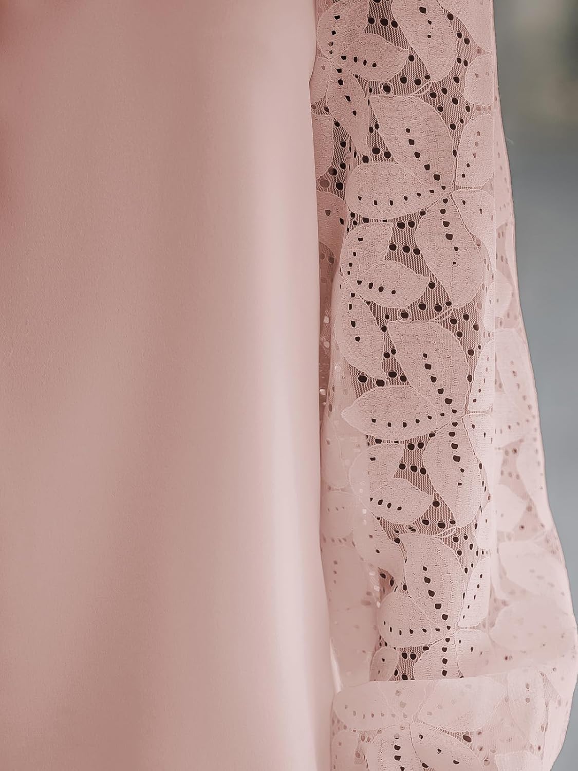 CUPSHE Women Lace Elegant Blouse Long Sleeve Eyelet V Neck Dressy Party Floral Tops Scalloped V Neck - Image 5