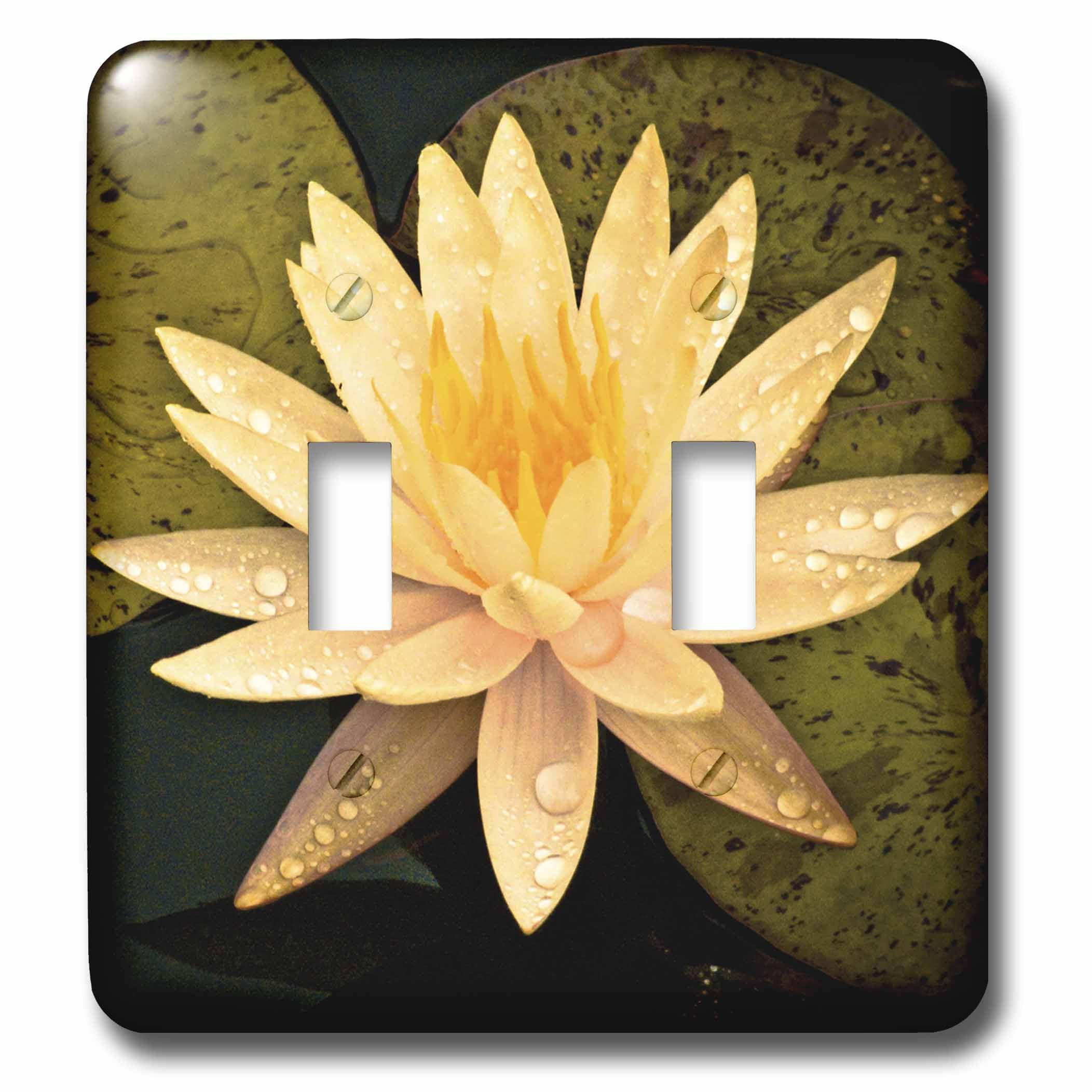 Interrupteur à bascule double fleur de lotus jaune 3dRose plaque murale déco
