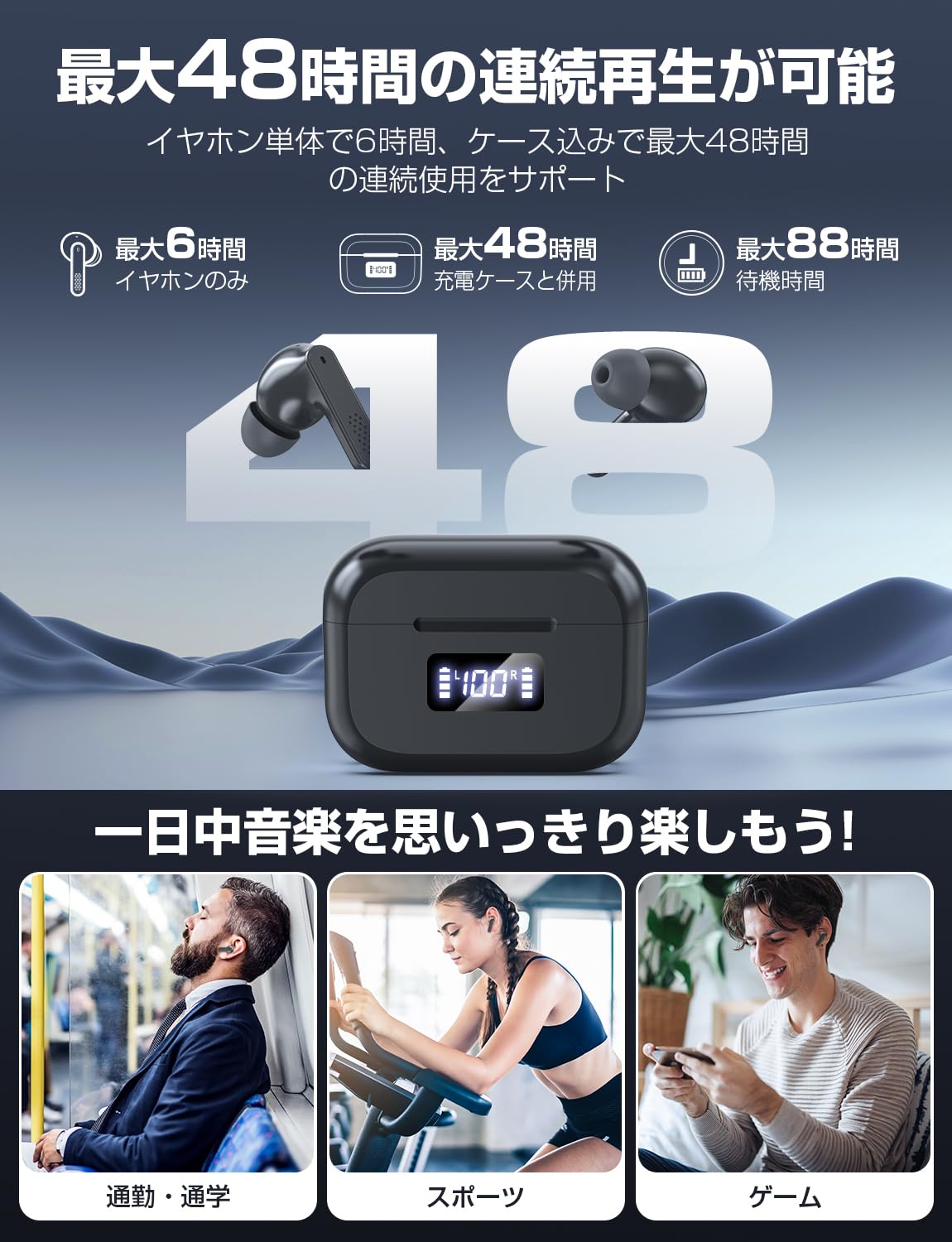 Amazon.co.jp: イヤホンbluetoothワイヤレスイヤホンC11 bluetooth5.3