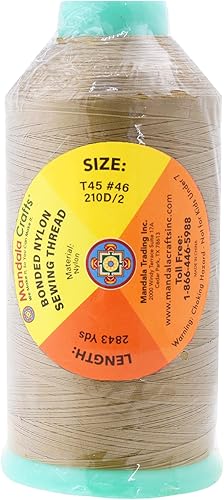 Miniatura 852 de Mandala Crafts Hilos de coser resistentes de nailon consolidado, hilo para tejer jeans de cuero, hilos de tapicería marina al aire libre, Beige