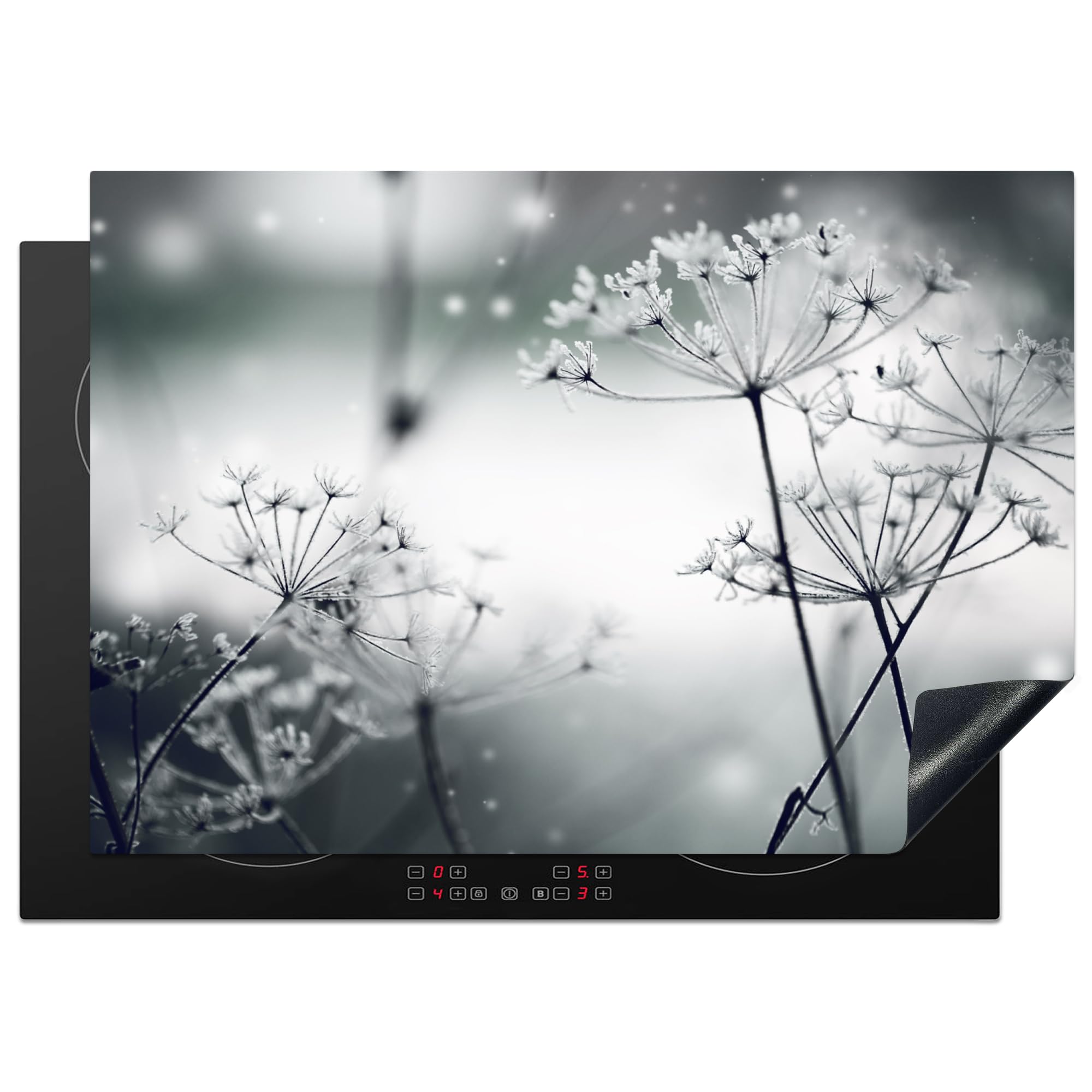 KitchenYeah© Induction Hob Protector Mat 20.5"x29.5" / 75x52 cm Stove Cap Top Cover Kitchen Cooker Covers for Electric Hobs Vinyl Flowers - Winter - Snow - Nature