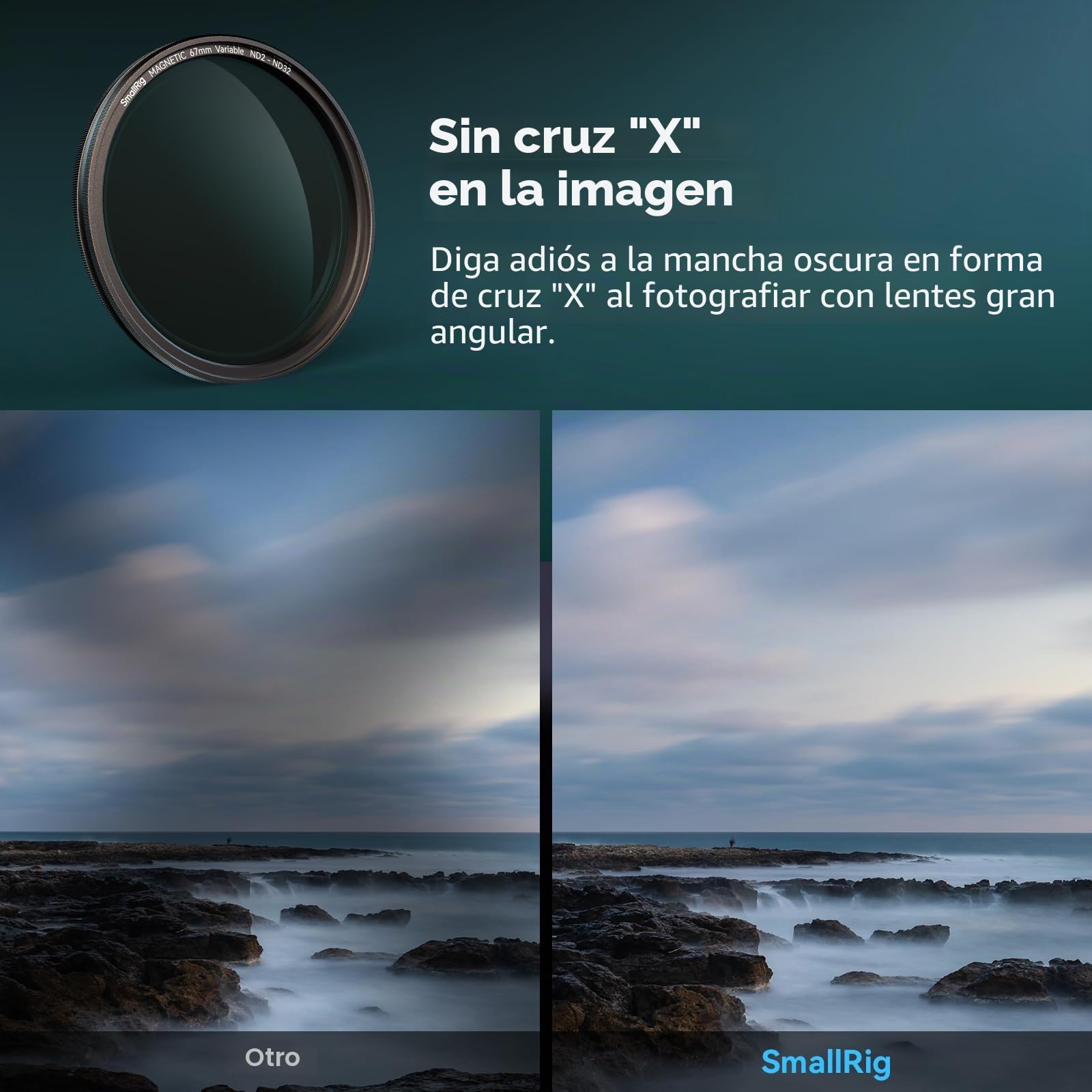SMALLRIG Filtro ND Variable Magnético de 67mm ND2-ND32 (1-5 Paradas) + Anillo de Filtro Roscado de 67mm, Vidrio Optico No X Cross HD, Resistente al Agua, Resistente a Los Arañazos - 4581