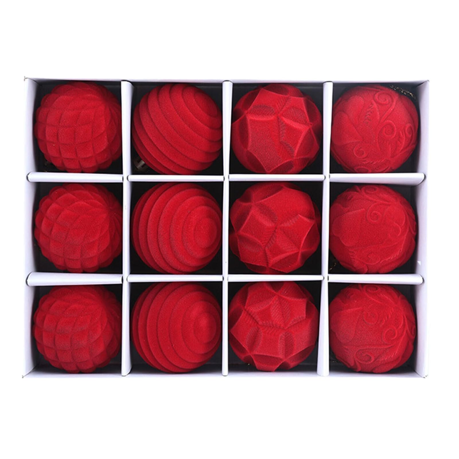Jazuaiao Practical 12pcs Flocking Christmas Ornament Charm 8cm Shatterproof Baubles for Festival Home Decoration Party Supplies Festival Tree Decorations
