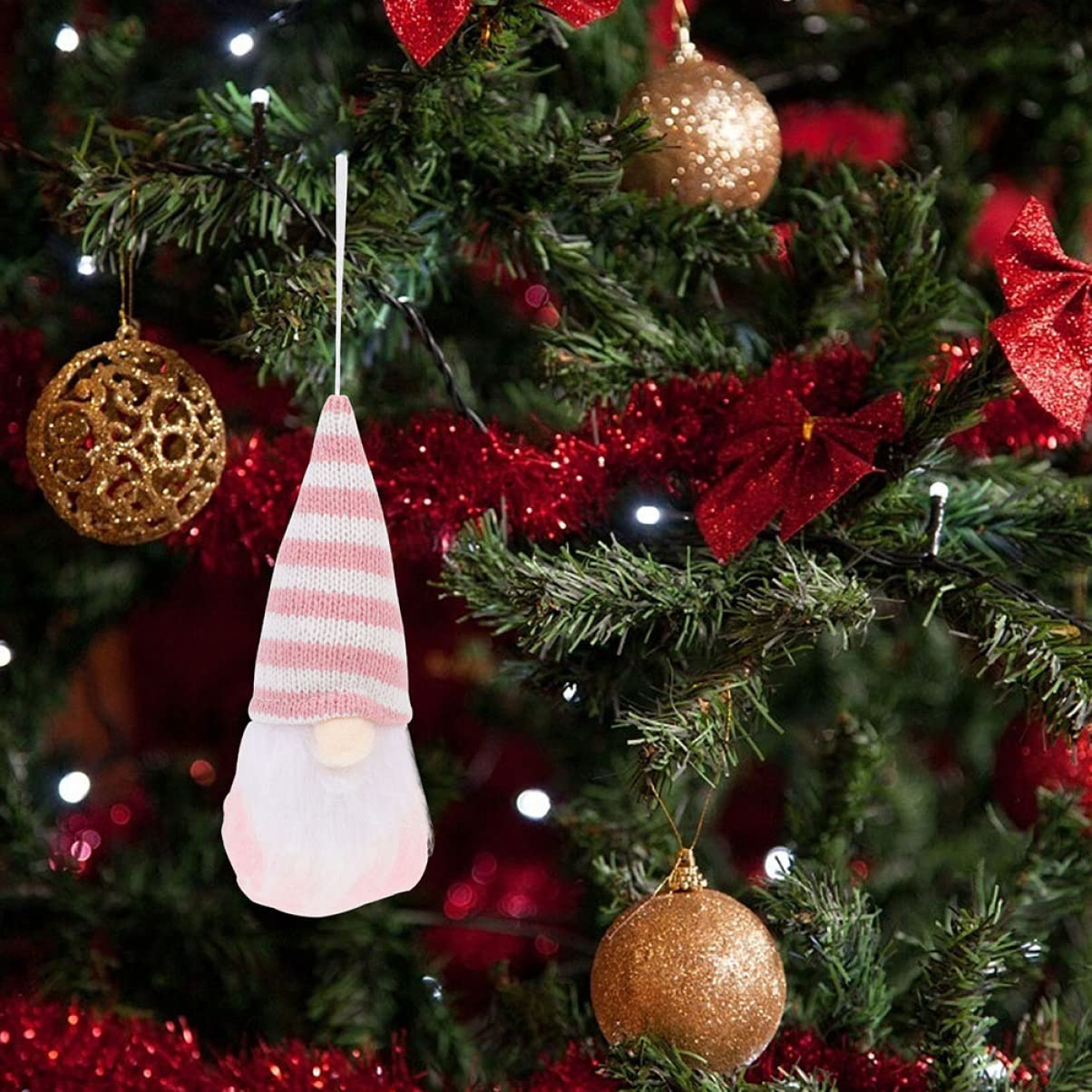 Ciieeo STK Weihnachtspuppe Weihnachtsbaum-anhänger Weihnachtszwerg-anhänger Plüsch-wichtel- Weihnachtsbaum Hängendes Schild Kleine Wichtelfiguren Zwergpuppe Rosa Stoff