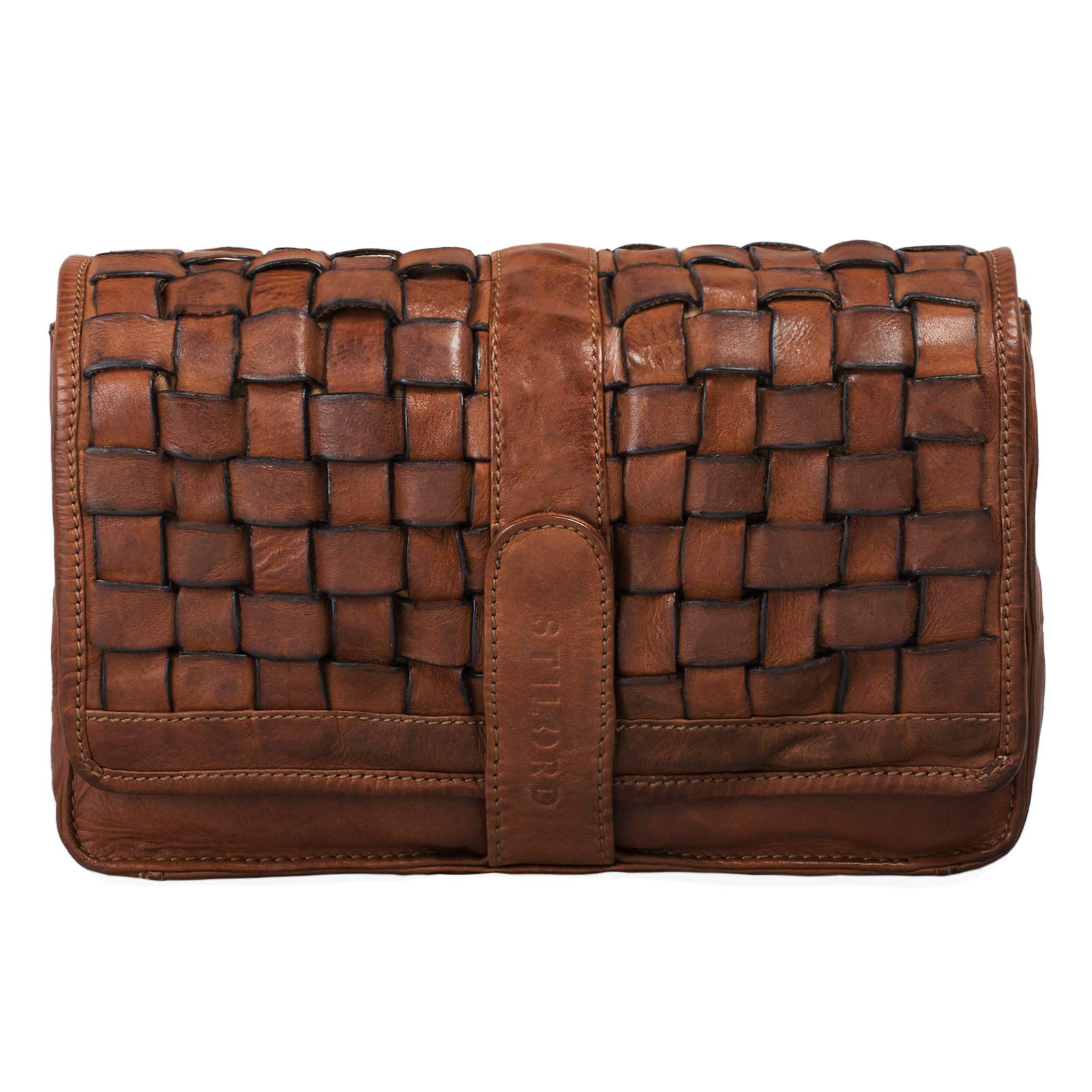 STILORD 'Ella' Bolso Mano Cuero Mujer señora o Dama Bolsa pequeña para Fiesta Salir Diario Festivales de auténtico Cuero Vintage Trenzado