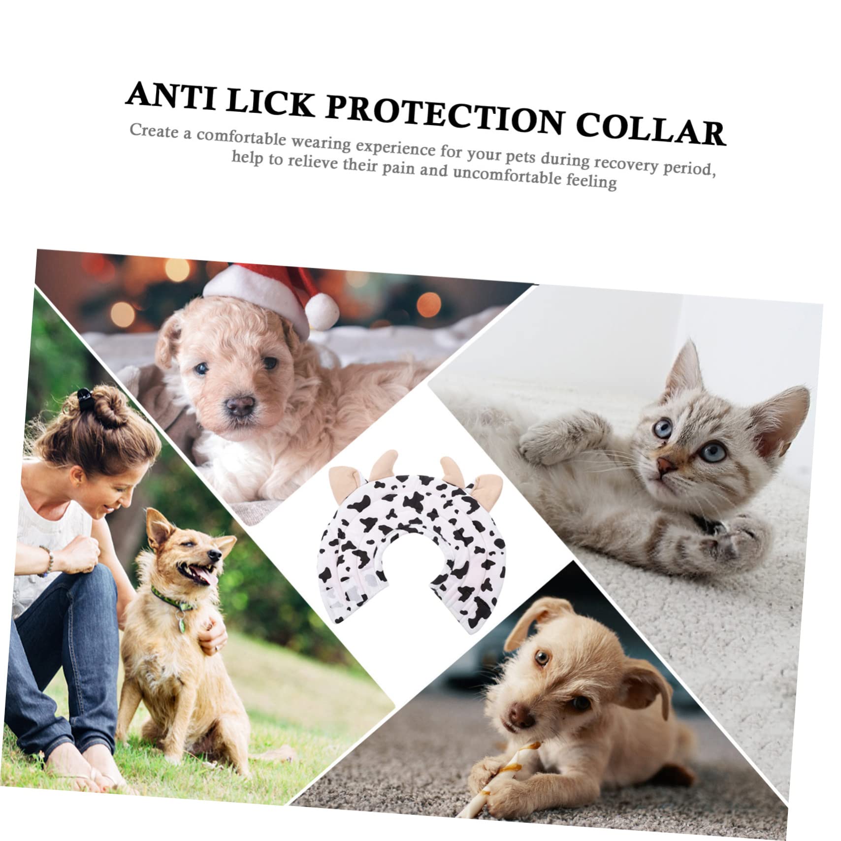 Ipetboom 2pezzi Collare Protettivo Per Animali Domestici Cotone Morbido Cono Per Design Forma Di Mucca Per Gatti e Cani Durante La Guarigione Da Ferite e Interventi Comodo e Traspirante