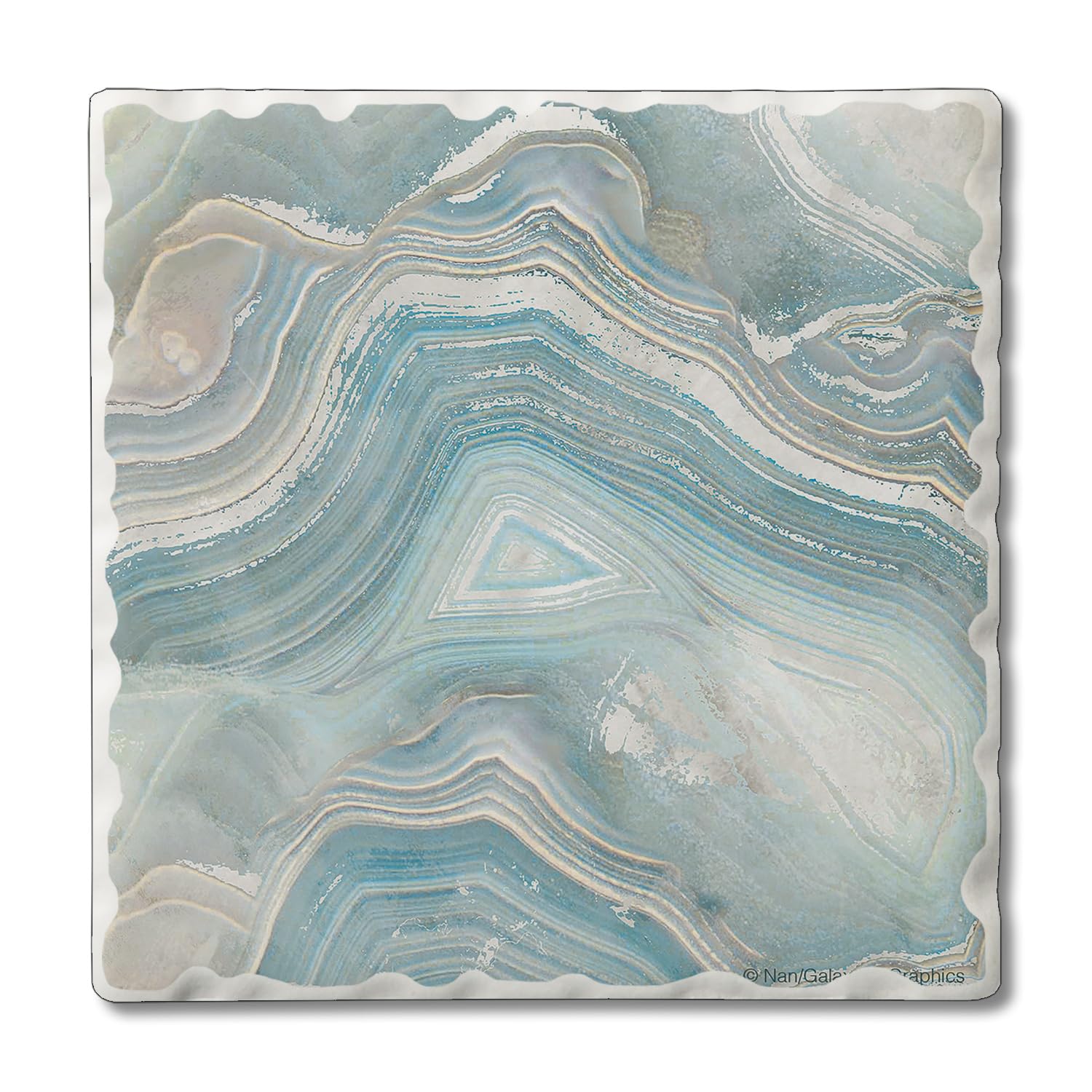 Thirstystone Agate in Blue 4 Pack Absorbent Stone Coasters with Protective Cork Backing 4" Square Manufactured in The USA Artistic Absorbent Easily Wipes Clean