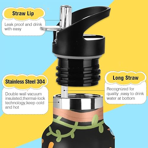 Miniatura 3 de Happy Birthday Childish Words Lightweight Reusable Water Bottle Insulated with Leak Proof Spout Lid Vacuum Insulated for School and Outdoor Sports