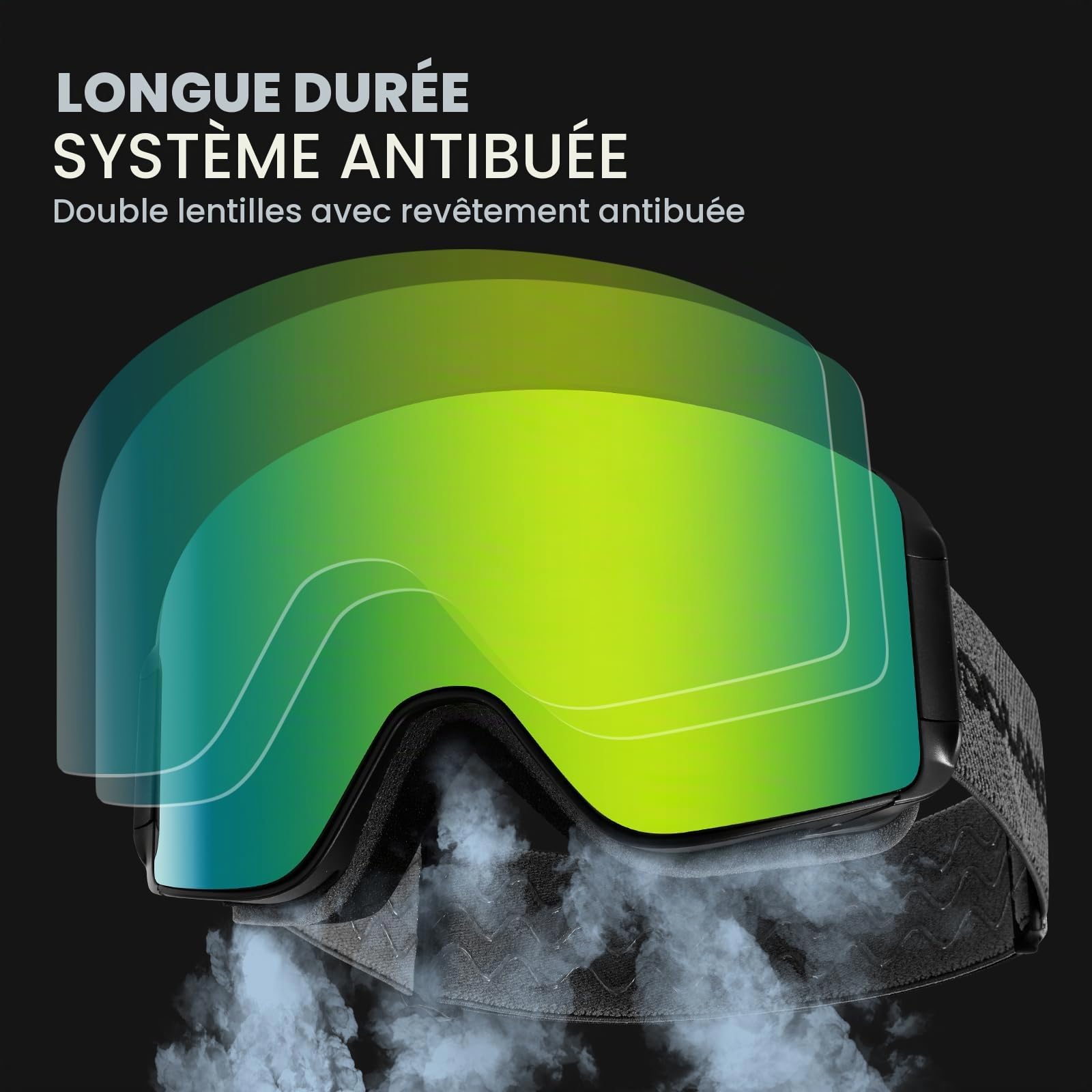 Odoland Kit de Lunettes de Ski Magnetique, Lunettes de Cylindrique avec Lentille Détachable, Masque de Snowboard Hommes et Femmes, Anti-UV400, Anti-Buée, Coupe-Vent
