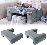 HOMBYS Adjustable Memory Foam Crochet Lap Pillow - Soft Velvet Reading Gaming Support w/ Pocket & Band, 2 Heights, Grey