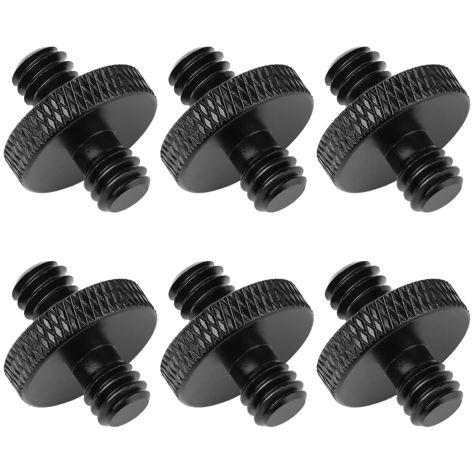 Frgyee 6 Pack 1/4" Male to 1/4" Male Threaded Tripod Screw Adapter Double Sided Standard Mounting Thread Converter for Camera Cage Mount