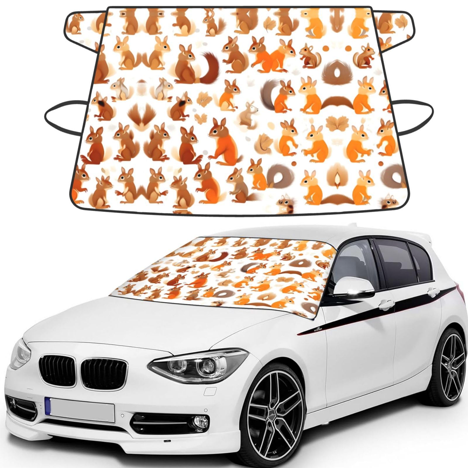 Protector de escarcha para coche con diseño de ardillas y cubrellantas 8