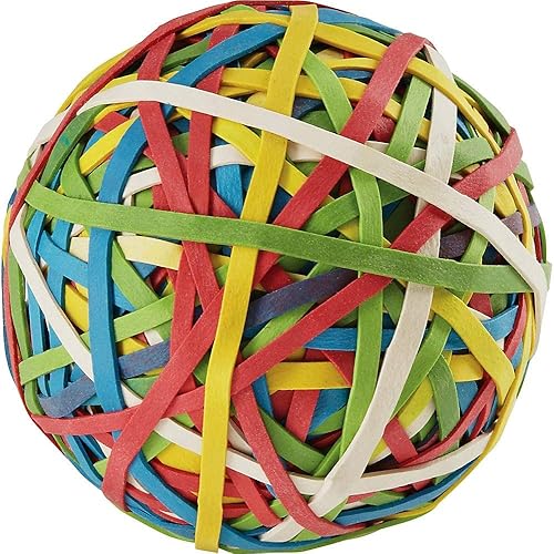ACCO 72155, pelota de bandas elásticas de varios colores (275 bandas por pelota). Caja con 1 pelota, Variados
