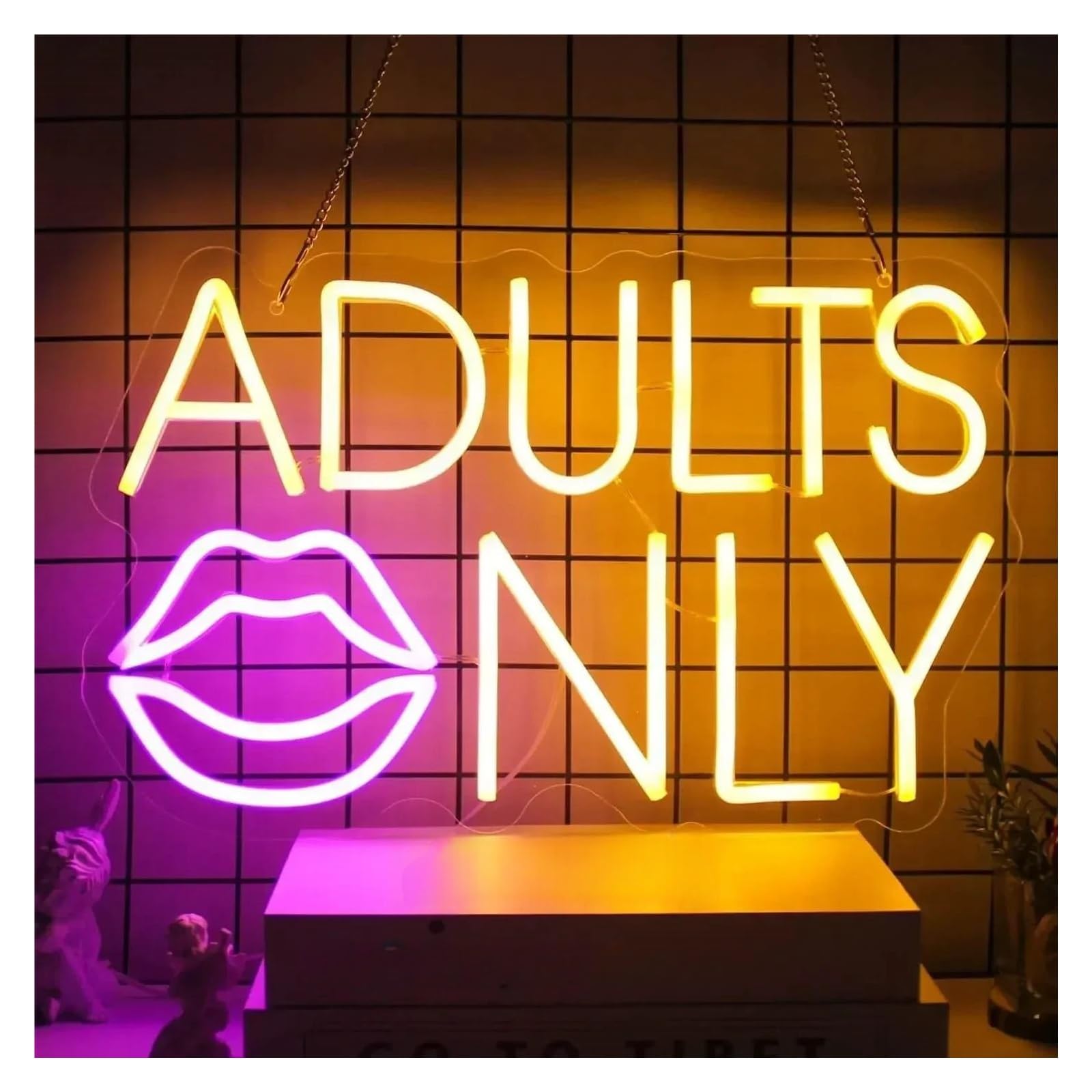 RONGCH Hanging Art Neon Signs Adults Only Neon Sign Dimmable LED Light USB Wall Decor Lamp for Bar Letter Bedroom Man Cave Hotel Party Store 42cm×26.4cm