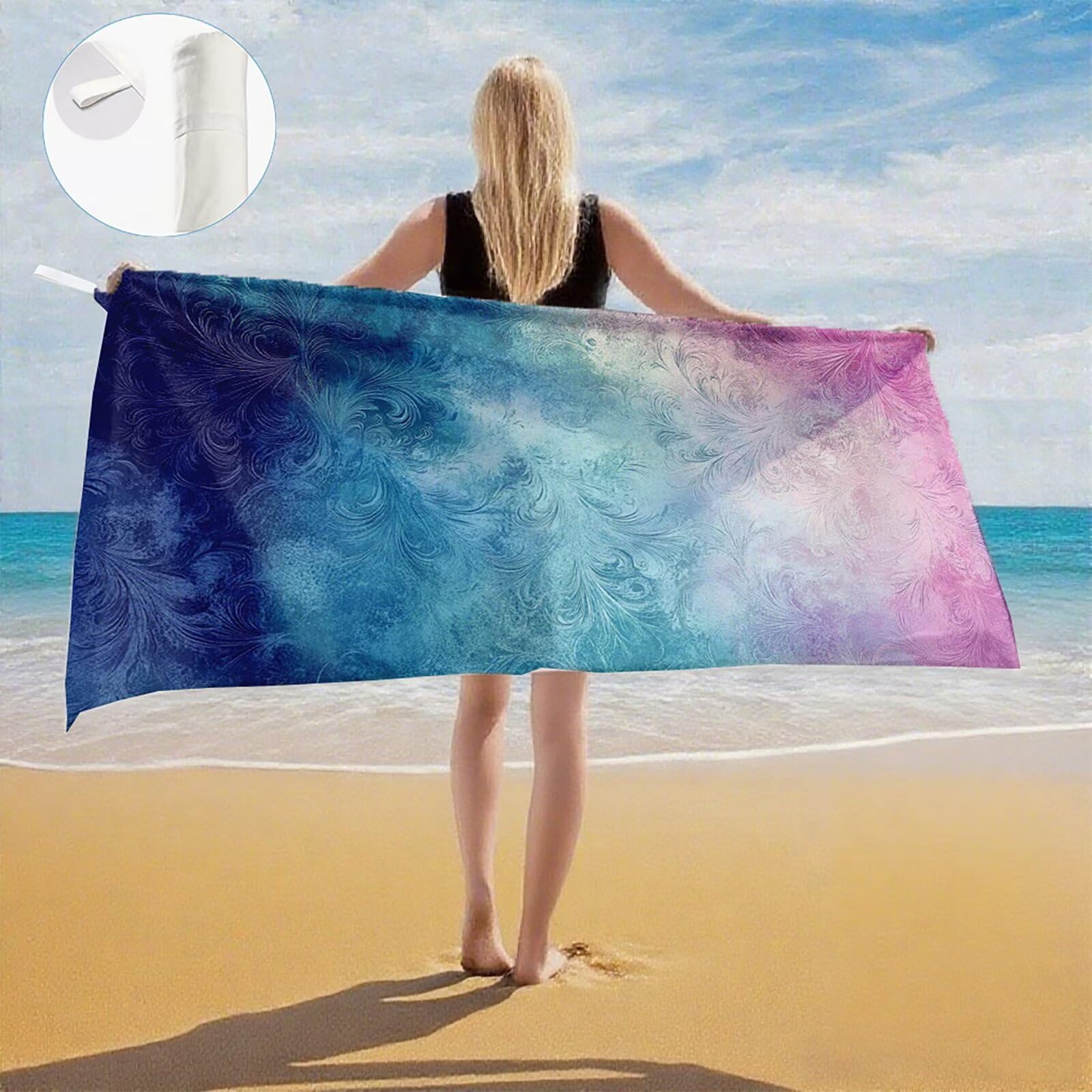 Toallas de Playa Microfibra Color Toalla Playa Grande 180x90 cm Mujer Hombre Secado Rápido Absorbente Toallas Gimnasio Suave Sin Arena Ligera Toalla Microfibra para Playas Piscina Viajes Camping Q-63