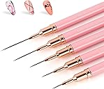 Artdone Metallic Nail Art Pens, Liner Brushes Set, 5PCS Pink Color Nail Tools For Long Lines, Thin Details, Fine Drawing, Liner Brush UV Gel Polish Painting Nail Design Sizes 5/8/12/20/25mm