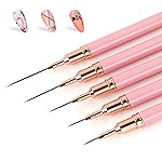 Artdone Metallic Nail Art Pens, Liner Brushes Set, 5PCS Pink Color Nail Tools For Long Lines, Thin Details, Fine Drawing, Liner Brush UV Gel Polish Painting Nail Design Sizes 5/8/12/20/25mm