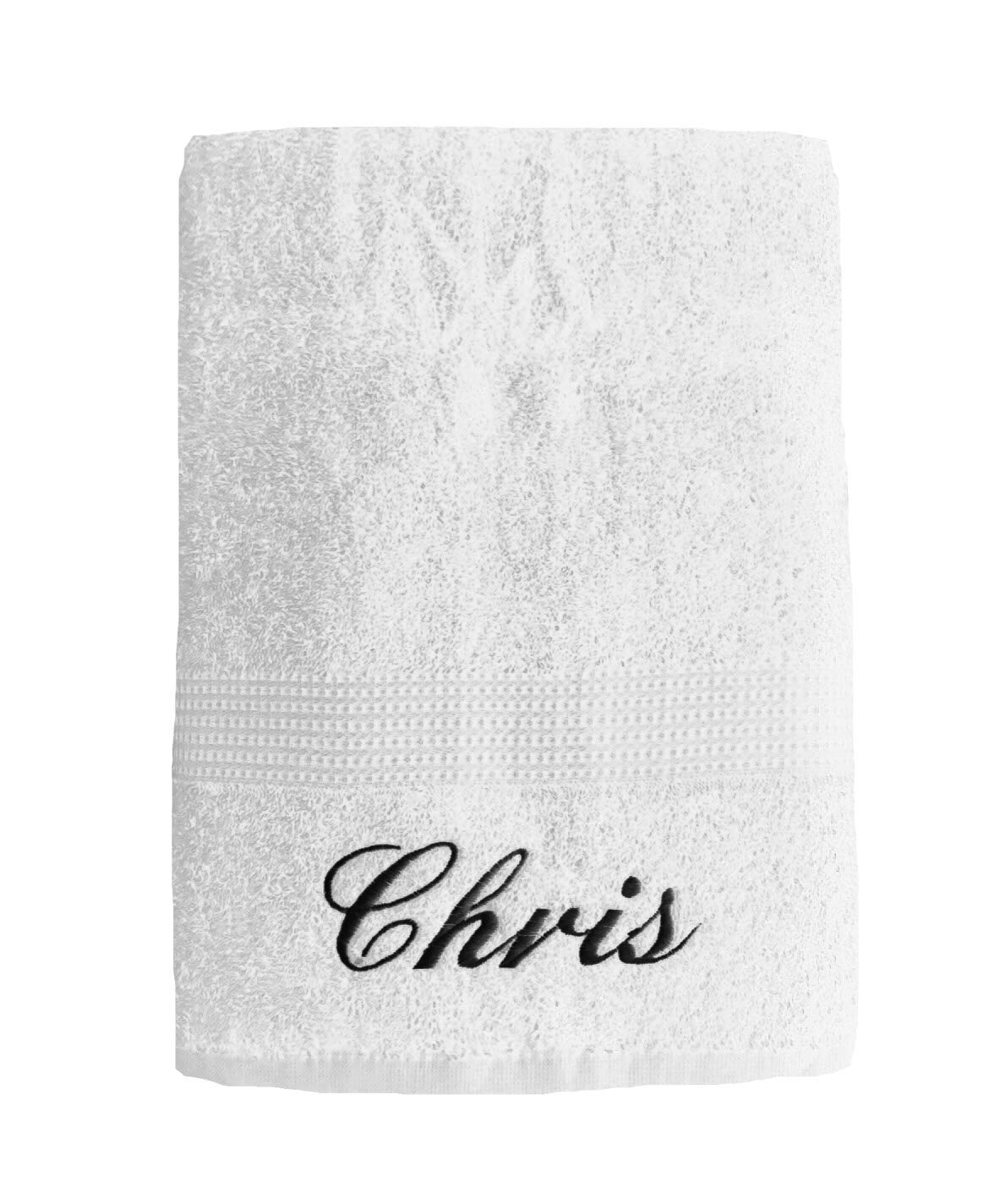 Niche Embroidery Personalised Embroidered Bath Towel With the Choice of Diffrent Colours (White)