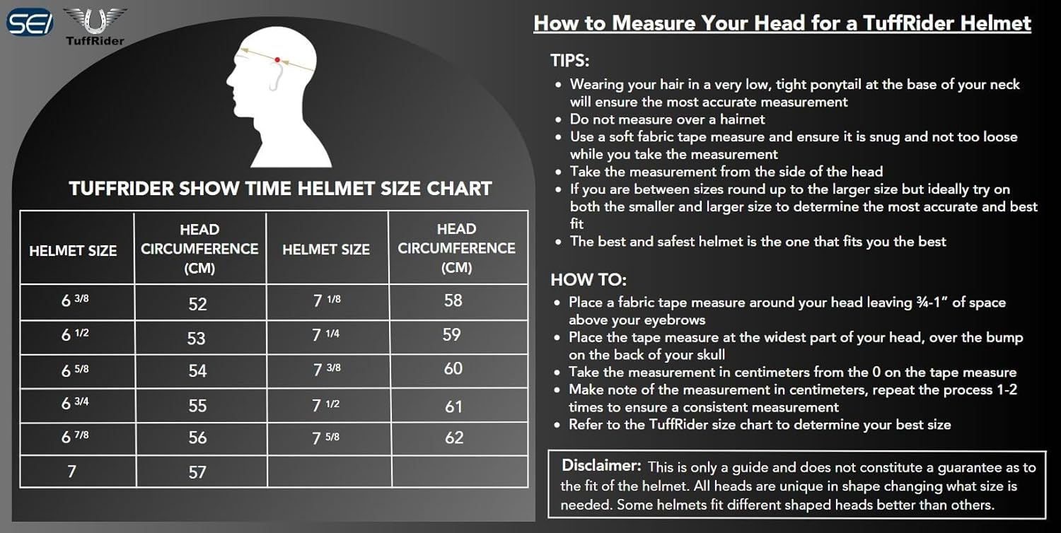 TuffRider Show Time Protective Head Gear Helmet for Equestrian Riders with Mesh Helmet Bag with Assorted Color