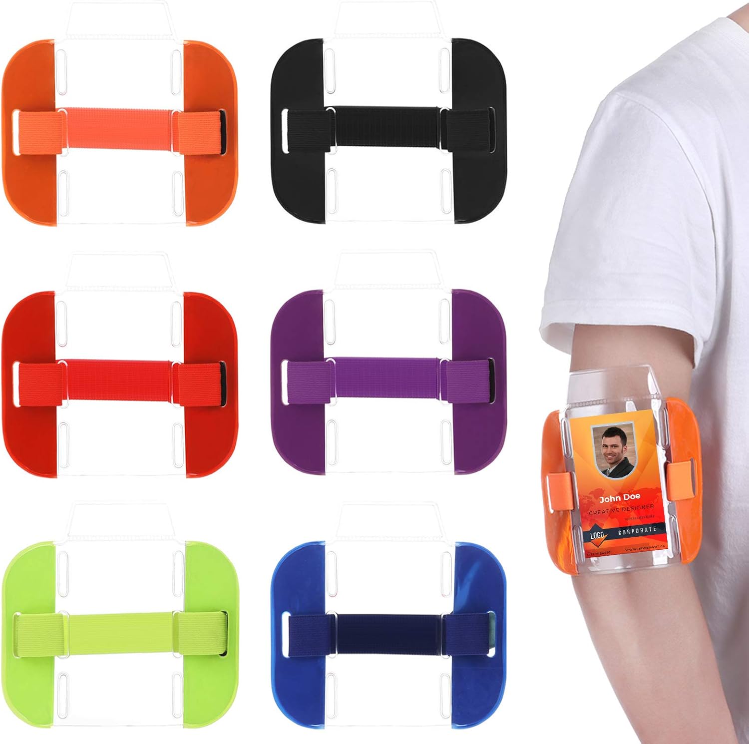 Sia Badge Holder, 6 Pcs Arm Badge Holder High Visibility Armband ID Card License Badge Holder