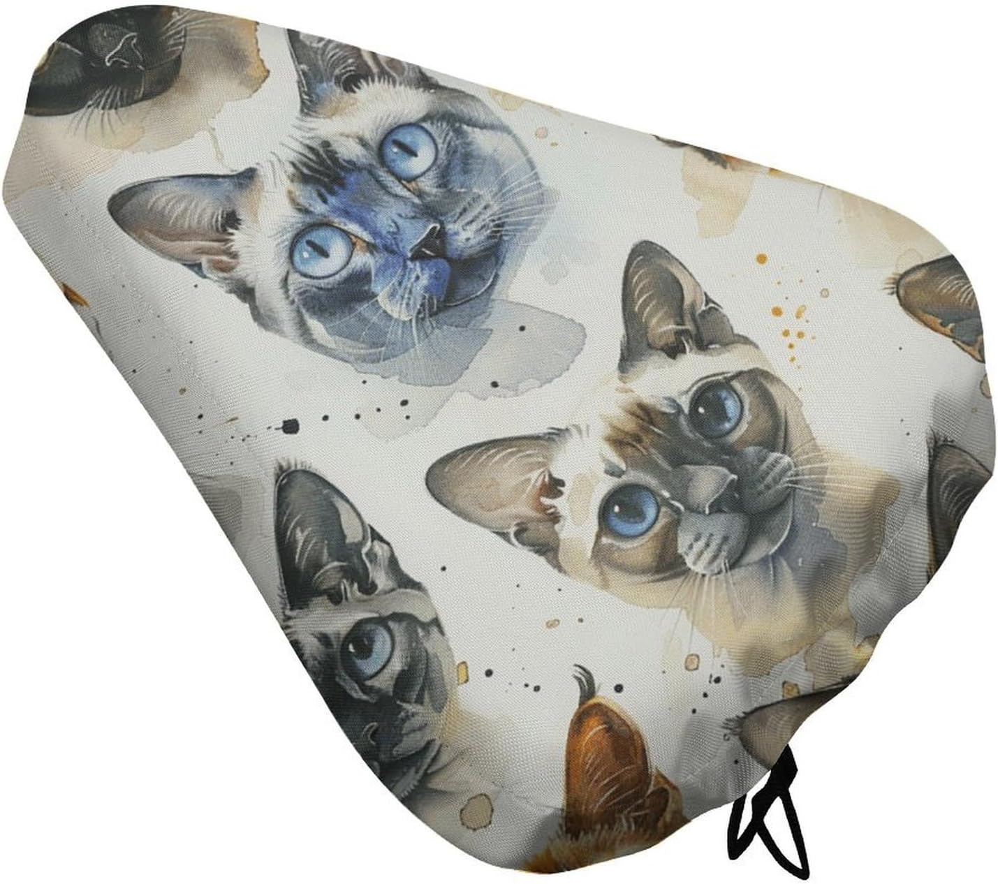 Waterproof Bike Seat Cover with Drawstring -Various Cat Breeds Universal Exercise Bike Seat Cushion for Men & Women, Comfortable Non-Slip Bicycle Saddle Cover for Road/Mountain Bikes