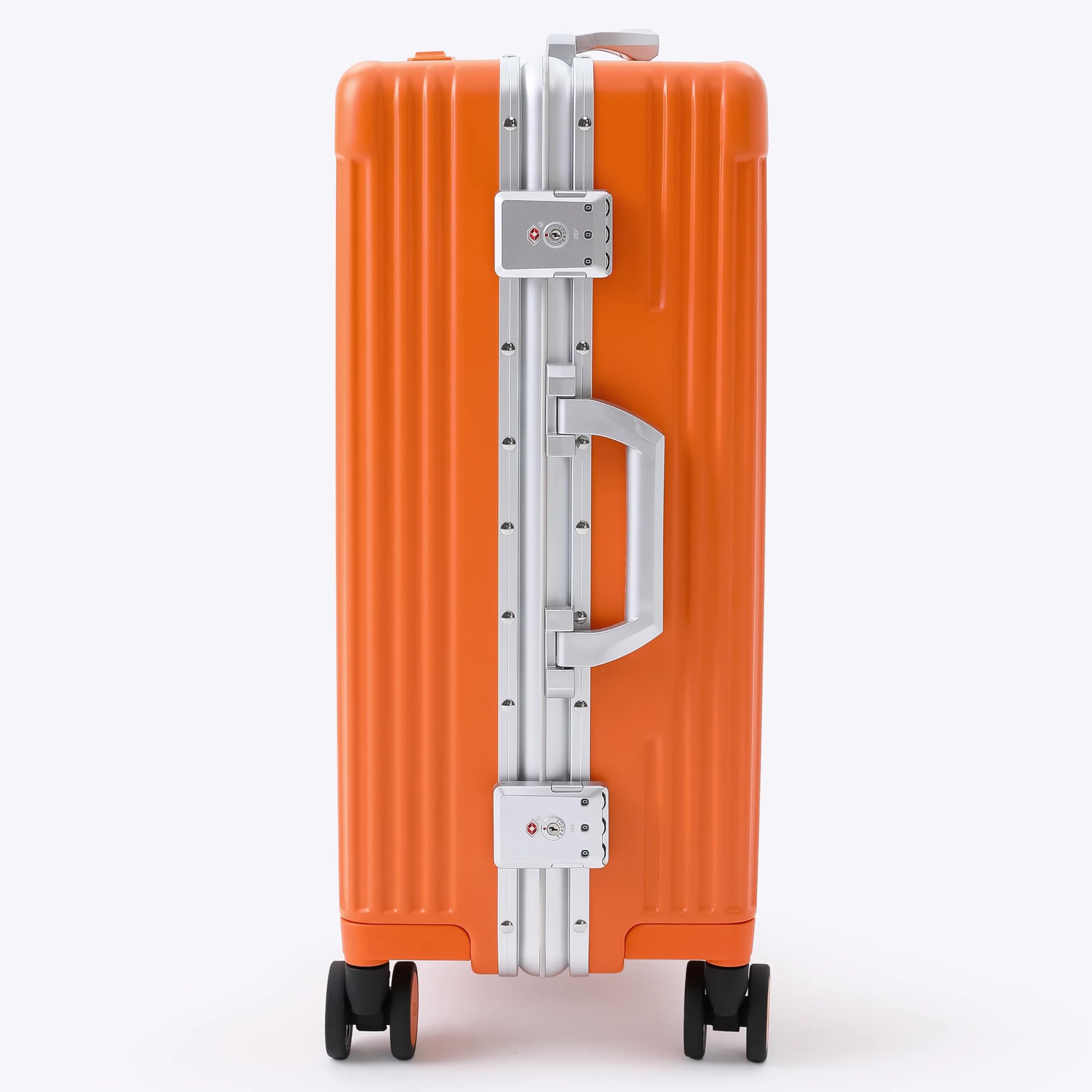 Nobl Travel Carry On Luggage, Noble Zipperless Aluminum Frame PC Hard Shell Suitcase, 22.5"x15"x9.5" Airline Approved, 360° Spinner Wheels, TSA Locks, USB Charging, Cup & Phone Holder - Sorbet Orange