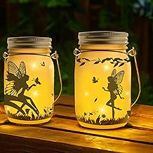 Solar Fairy Lantern Outdoor, Garden Ornaments Waterproof Hanging Frosted Glass Solar Mason Jar Lights LED Hanging Lamp for Table, Yard, Garden, Patio, Lawns Decoration Night Lights