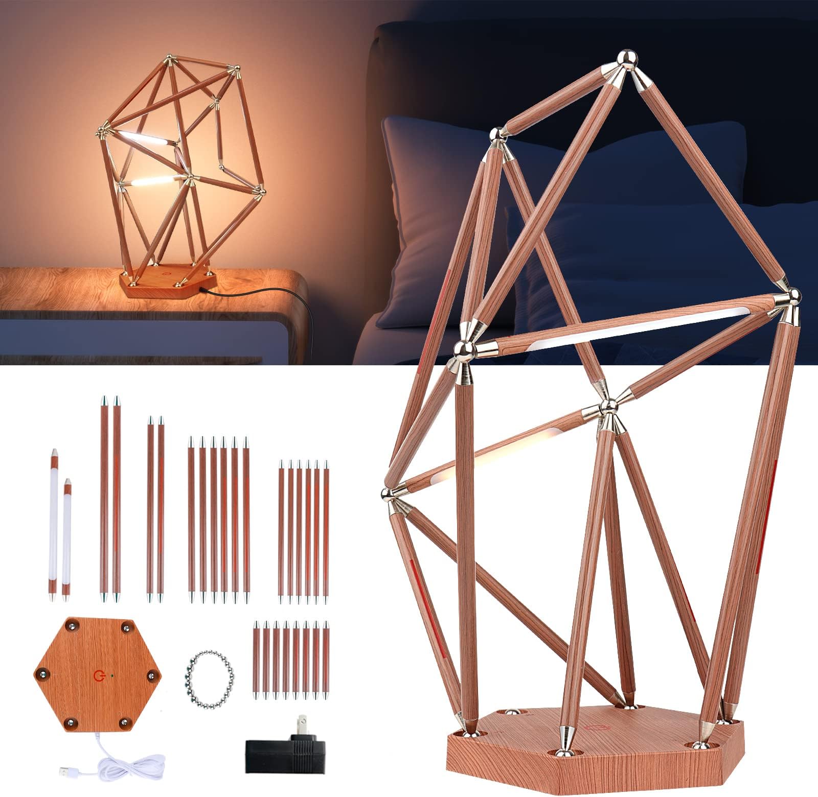 LED Lights DIY Splicing Table Lamps, Touch Control with Brightness Adjustable Desk Creative Lights for Living Room Bedroom Office Decor Lights