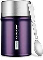 Vista 1 de Contenedor de almuerzo aislado para alimentos calientes, 26 onzas, boca ancha, acero inoxidable, a prueba de fugas, termo con cuchara plegable