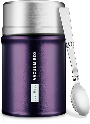 Contenedor de almuerzo aislado para alimentos calientes, 26 onzas, boca ancha, acero inoxidable, a prueba de fugas, termo con cuchara plegable