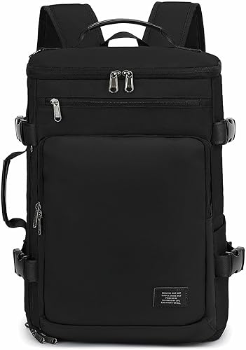 Miniatura 22 de Bolsa de lona de gimnasio Kalesi con compartimento para zapatos, mochila impermeable de 4 vías para viajes, deporte, senderismo, portátil, Negro