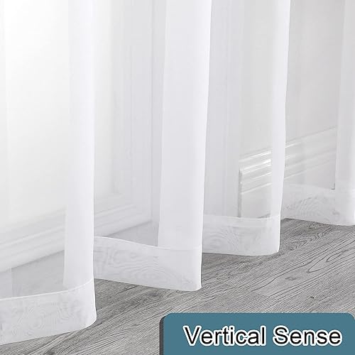 Miniatura 9 de Lecloud - 2 cortinas traslúcidas de gasa, filtran la luz, transpirables, con bolsillo para cortinero, para puerta, habitación y sala de estar, cada