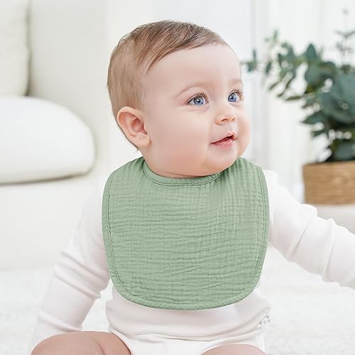 Miniatura 9 de 100% Cotton Muslin Baby Drooling Bibs 8-Pack Adjustable Bandana Bibs for Baby Girls Boys Drooling and Teething